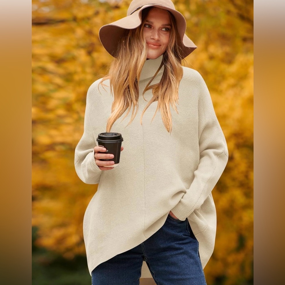 Chic Cream Turtleneck Sweater for Women